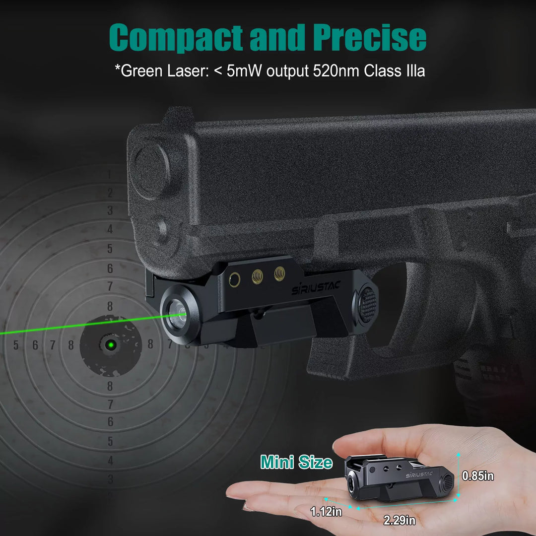 Micro Green Laser til våben - 21mm <tc>Rail</tc> - Genopladelig