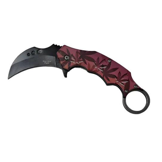 Tactical Karambitstyle Foldekniv - Pink Leafs