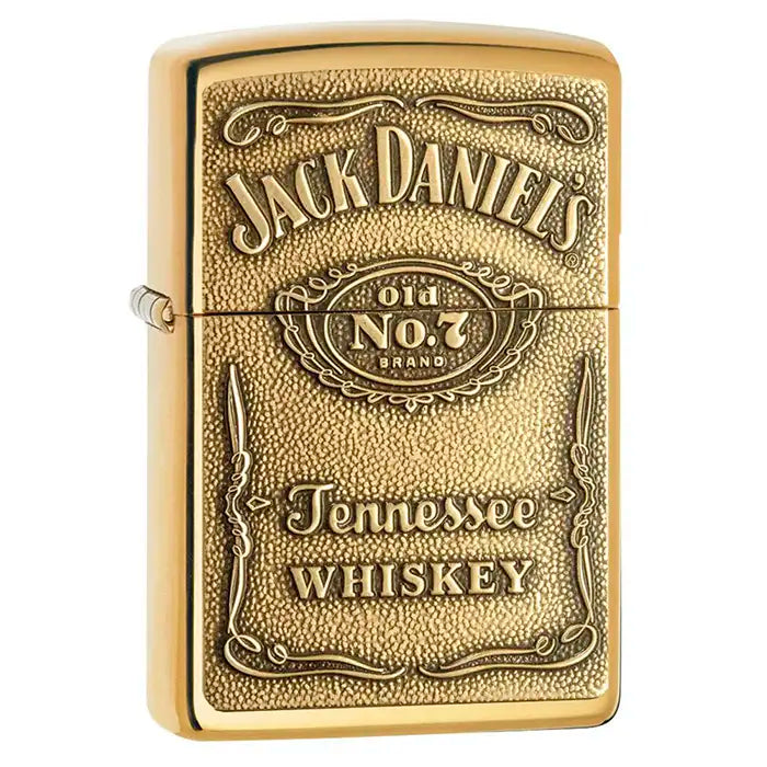 Zippo Lighter - Jack Daniels Logo - Messingfarvet Lighter
