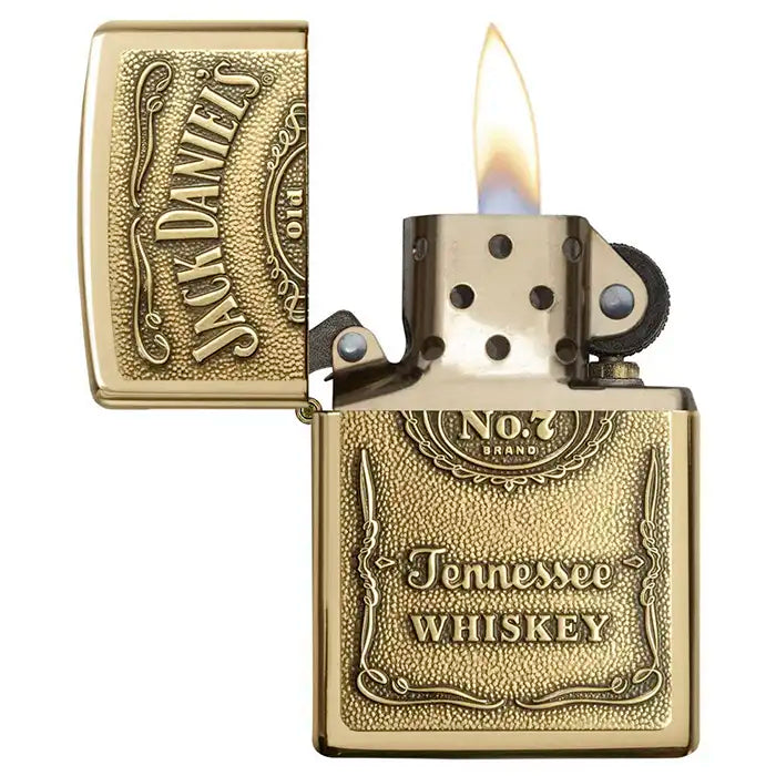 Zippo Lighter - Jack Daniels Logo - Messingfarvet Lighter