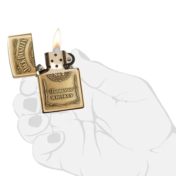 Zippo Lighter - Jack Daniels Logo - Messingfarvet Lighter