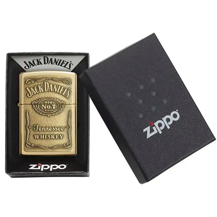 Zippo Lighter - Jack Daniels Logo - Messingfarvet Lighter