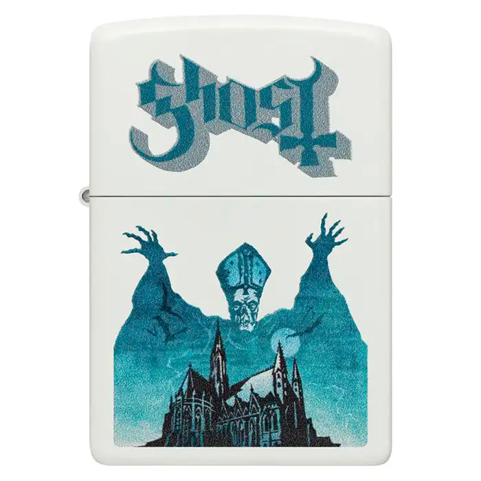 Zippo - Ghost "Papa Emeritus over Cathedral" - White Matt Lighter
