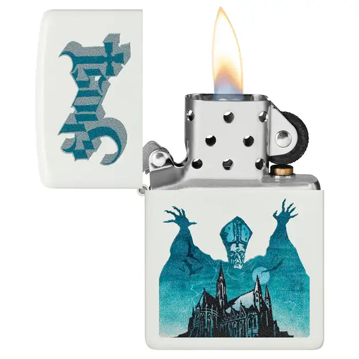 Zippo - Ghost "Papa Emeritus over Cathedral" - White Matt Lighter