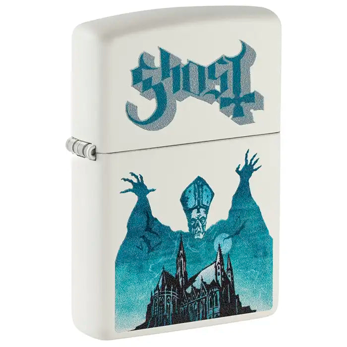 Zippo - Ghost "Papa Emeritus over Cathedral" - White Matt Lighter
