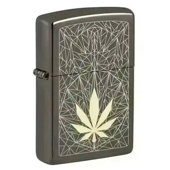 Zippo Lighter - Cannabis Design Black Ice