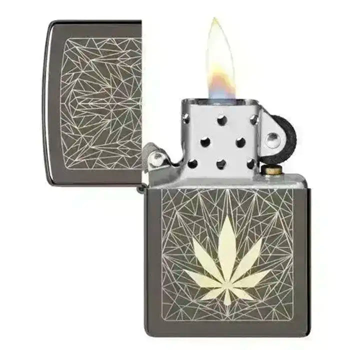 Zippo Lighter - Cannabis Design Black Ice