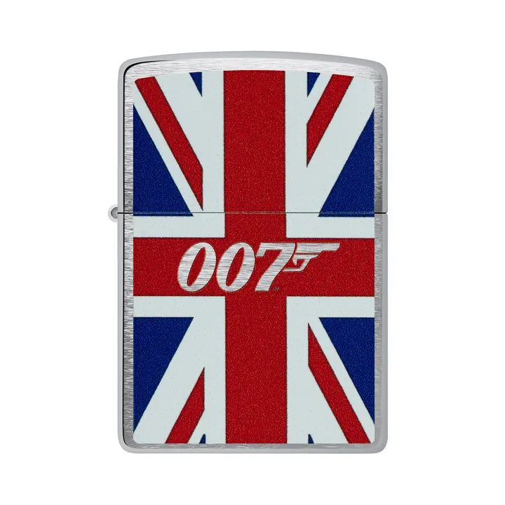 Zippo - James Bond Union Jack Motiv - Børstet krom lighter