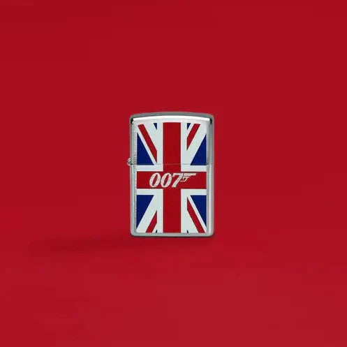 Zippo - James Bond Union Jack Motiv - Børstet krom lighter