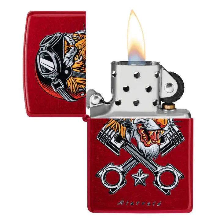 Zippo - Rietveld® Tiger Motif - Candy Red Lighter