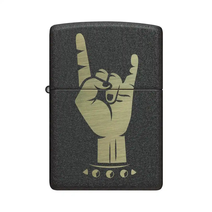Zippo - Rock On Motif - Black Crackle Lighter