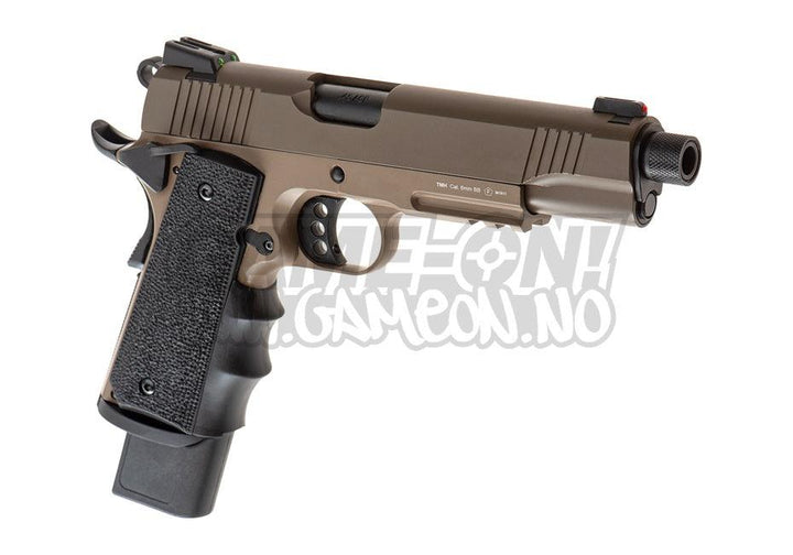 AA - 1911 Extended Gassdrevet Softgun Pistol - Desert - gameon.eu