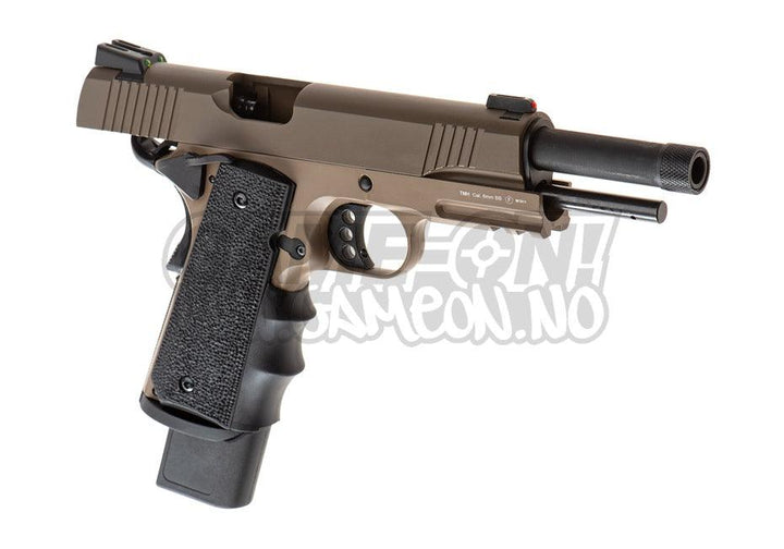 AA - 1911 Extended Gassdrevet Softgun Pistol - Desert - gameon.eu