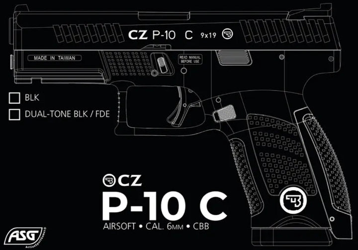 CZ - P10C CO2 Drevet Softgun Pistol med Blowback - Svart - Game-On.no