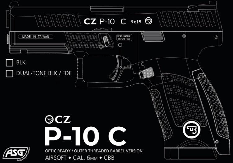 CZ - P10C OR-OT CO2 Drevet Softgun Pistol med Blowback - Svart - Game-On.no