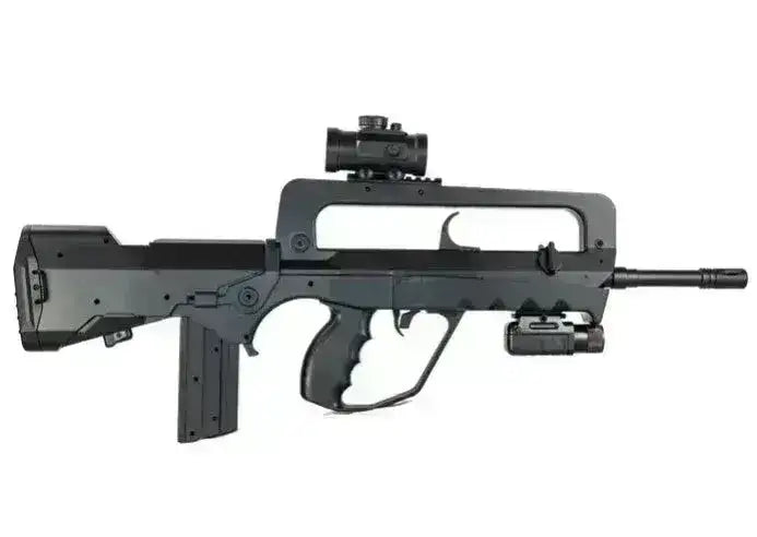 DE - Famas Springer Softgun Rifle med Tilbehør - Svart - Game-On.no