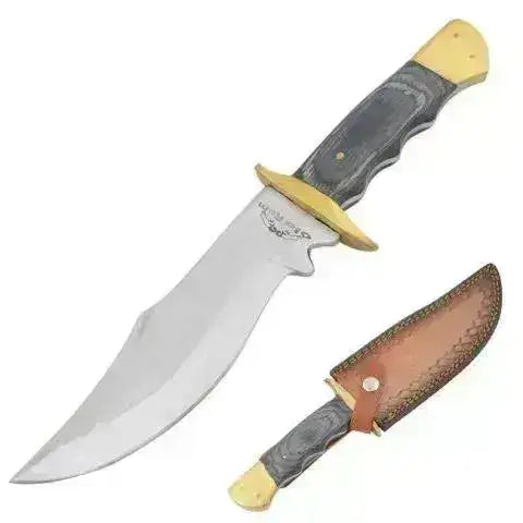 Håndlaget Tur og Jaktkniv med Lærslire - Svart Trehåndtak - Game-On.no