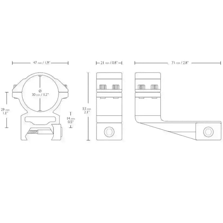 Hawke - Reach Forward Montasjeringer Høy Ø30 - 21mm - Game-On.no