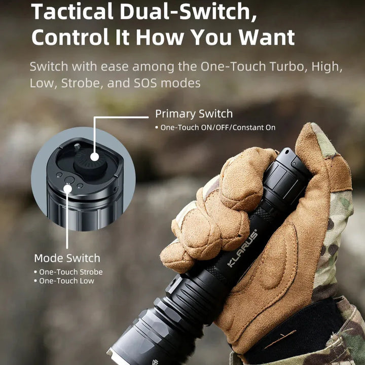 Klarus - XT12GT Pro - Solid IPX8 Taktisk Lommelykt - 1600 Lumen - Game-On.no