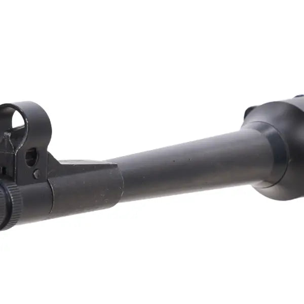 Specna Arms Schmeisser MP41 Retro, nærbilde av løp og siktekorn