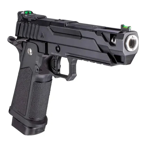 Arcturus Osprey 5" Hi-Capa softgun-pistol, nærbilde av munning og split slide