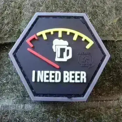 Patch - I Need Beer Rubber - Rød - Game-On.no