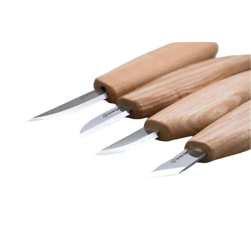 S07 - Treskjæresett med 4stk Kniver og Etui - Game-On.no