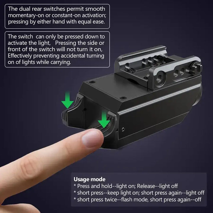 VTiGER - PL1 Oppladbar og Kompakt Lykt til Pistol - 1000 Lumen - 21mm Montasje - Game-On.no