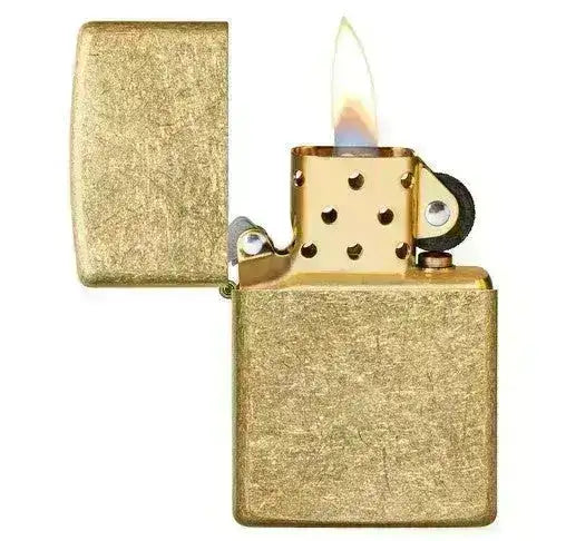 Zippo Lighter - Tumbled Brass - Game-On.no