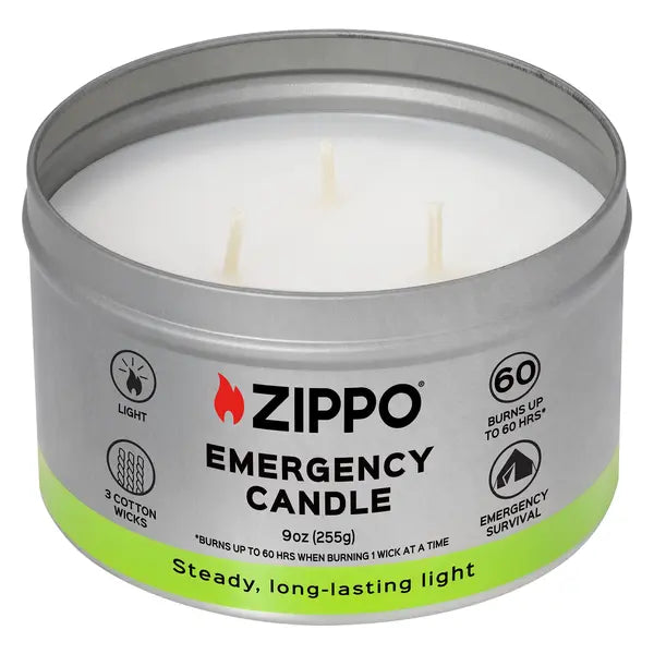 Zippo Nødlys forfra uten lokk med tre veker